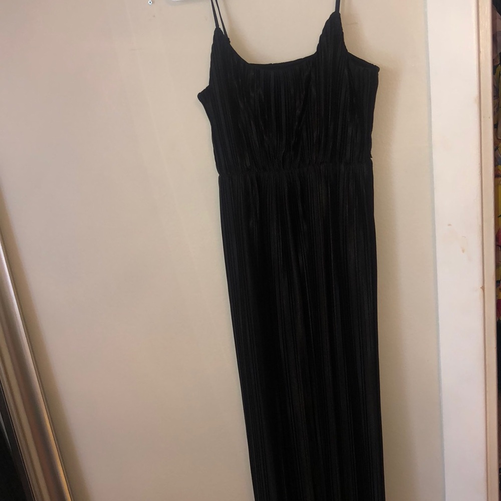 Long silky black maxi dress